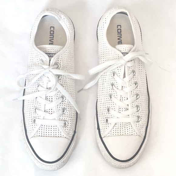 Converse Shoes - 10 Converse All Star CT Chuck Taylor Low top white black mesh woven RARE UNICORN